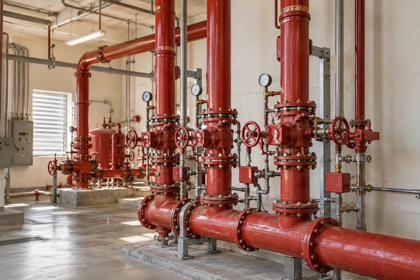 Fire protection pipework and valves